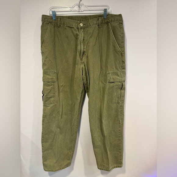 Mens won’t age wrangler green carpenter khaki pants - Picture 1 of 6